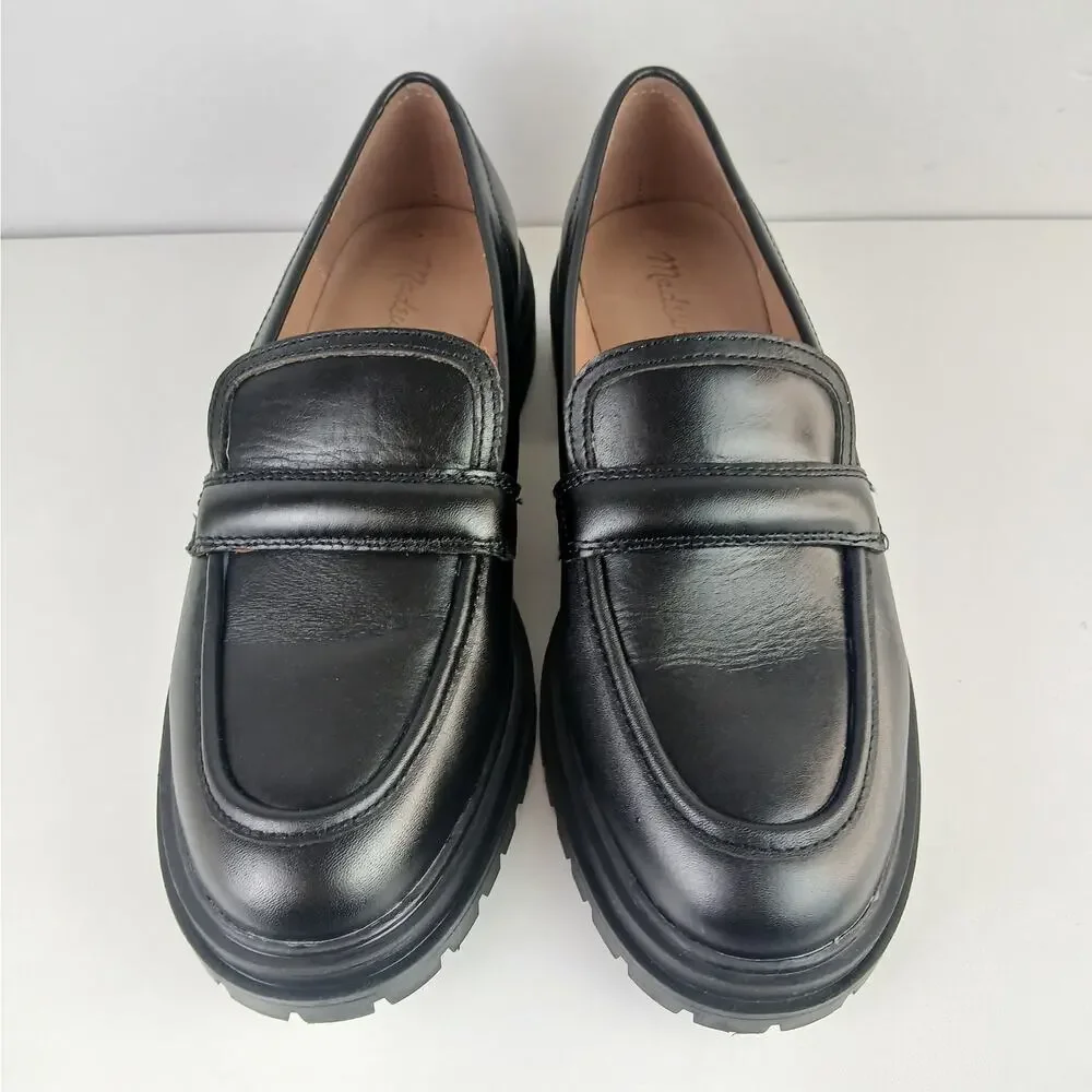 Madewell Women's SZ 8.5 The Bradley Lugsole Loafer in Black Leather